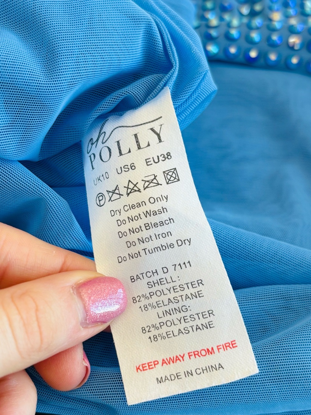 Oh Polly Ines Cobalt Blue Embellished Mini Dress - Picture 14 of 14